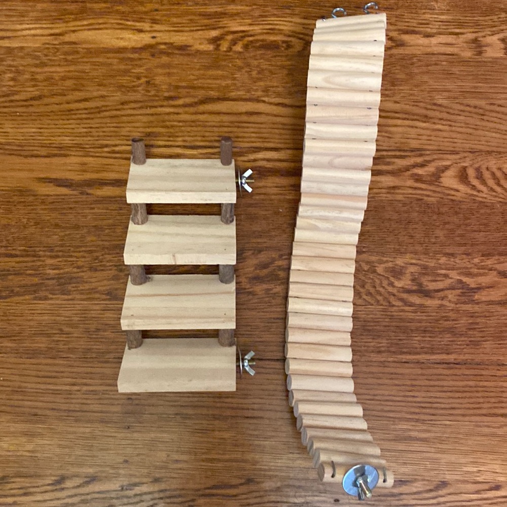 NWOT Set of Hamster Rat Small Animal Wood Bridge & Steps